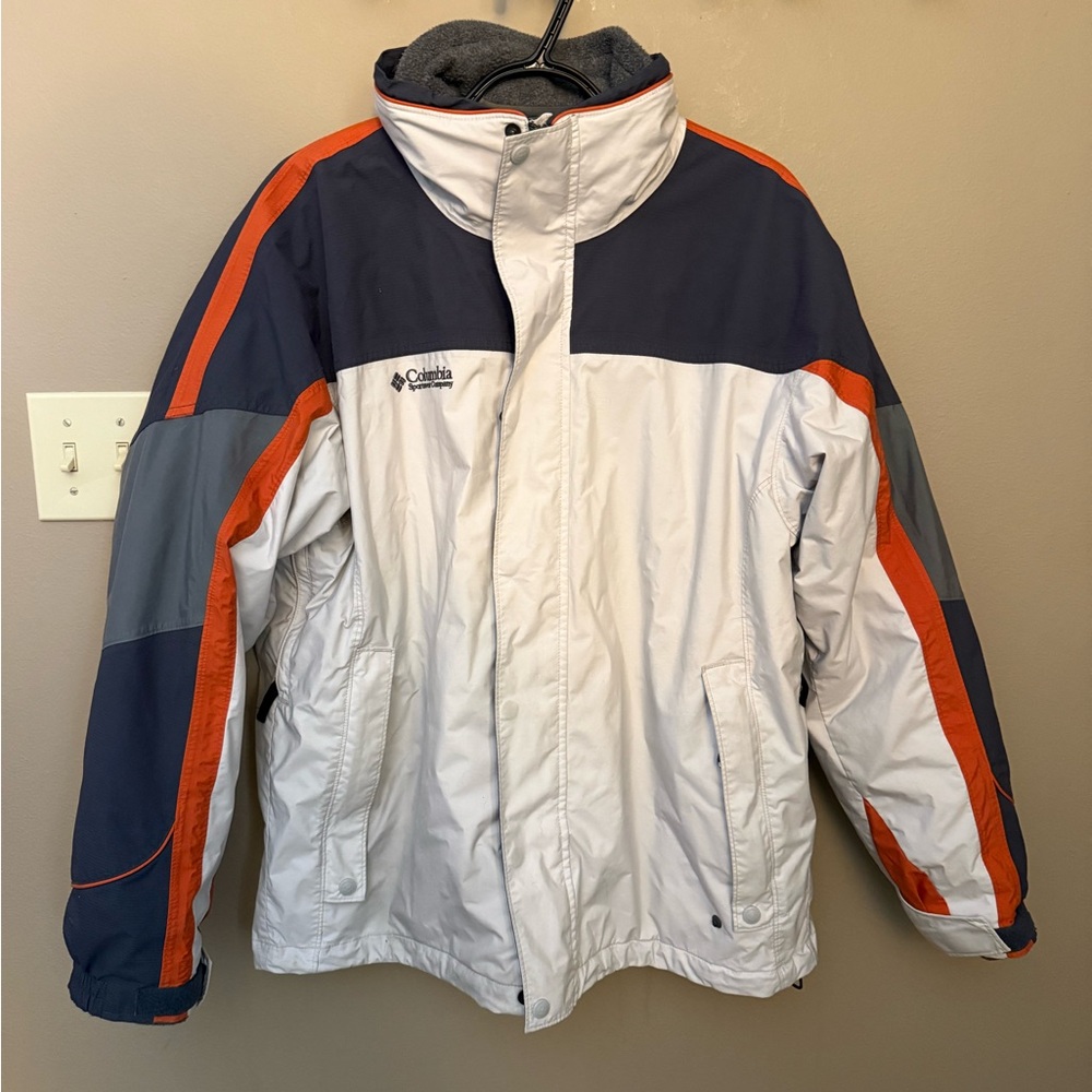 Columbia Men's White, Orange, & Grey Interchangeable Winter Coat
